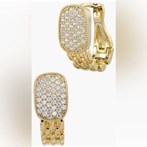 Savvy Cie NEW Pave  panther link hoop earrings